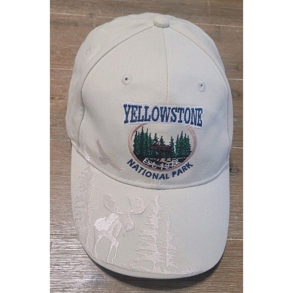 Yellowstone National Park Est. 1872 Wyoming Hat Cap Moose Eagle On Brim